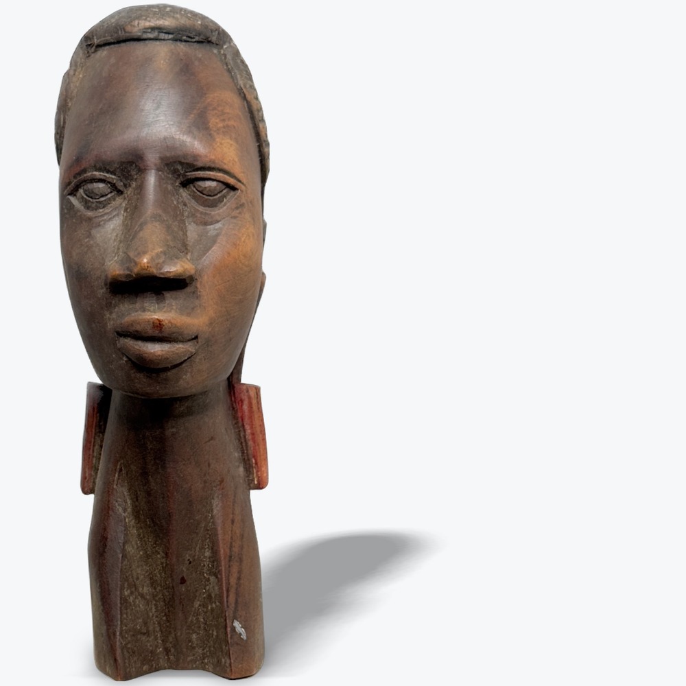 African‎ Ebony Hand Carved Fulani Ghana Woman Bust Statue Vintage - Picture 12 of 12